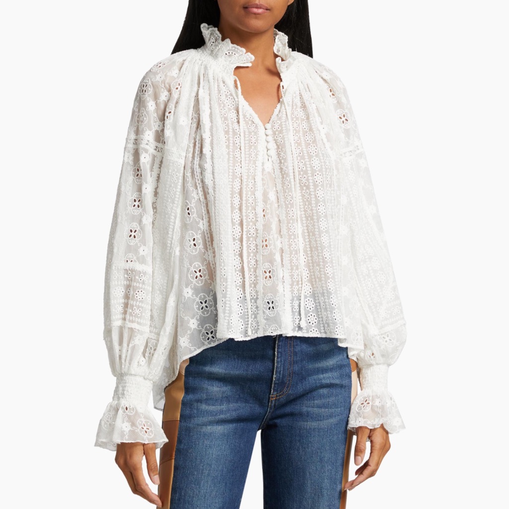 Alice + Olivia Eyelet Lace Blouse